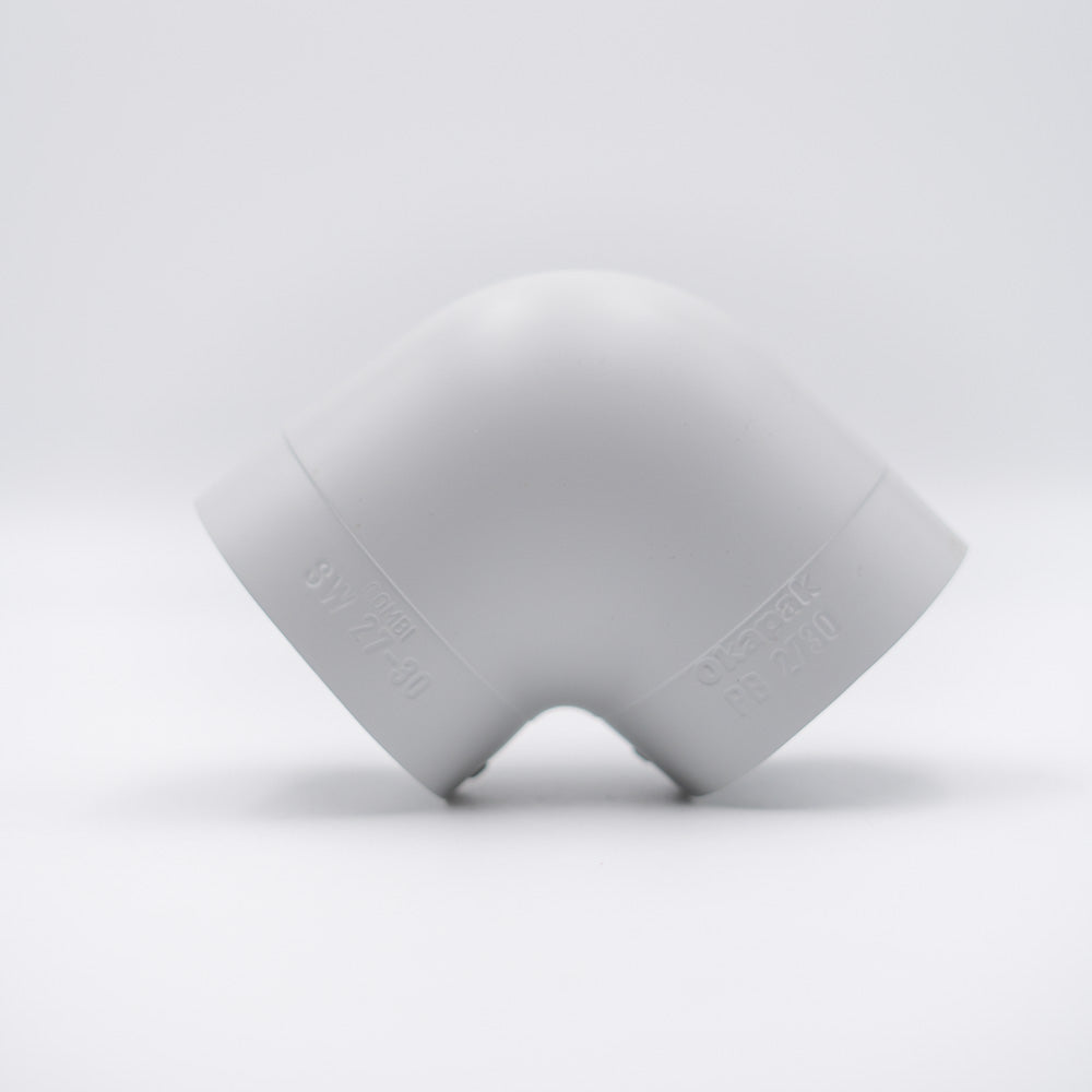 Rohrummantelung PVC Folie hellgrau Armacell Okapak Bogen 90° Isolierung seitlich gekippt