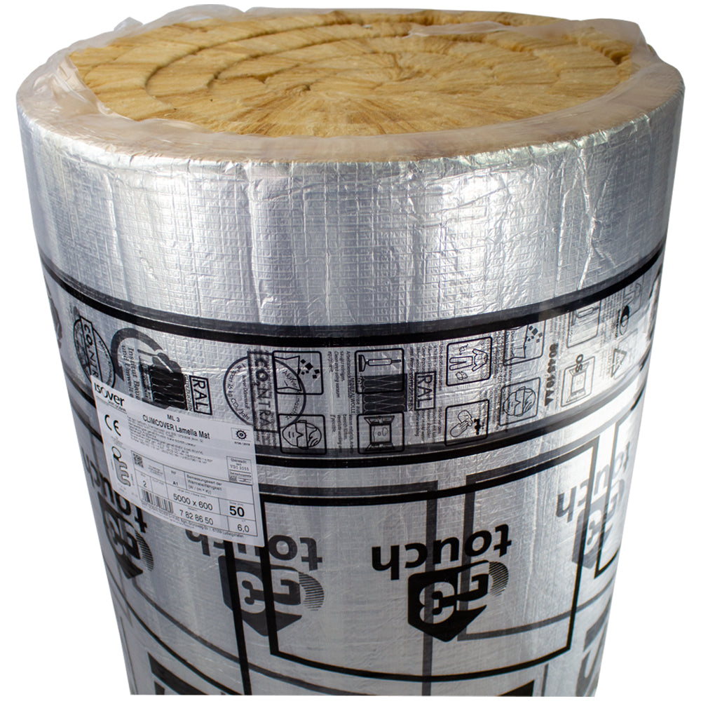 Waermedaemmung-Isover-climcover-lamella-mat-ml3-30mm-isolierung-alukaschiert-steinwolle-lueftungsanlage-lamellenmatte-50-mm-alucoat-lamellenmatte-lamellmatta-lamellimatto-alu-beschichtet-frontal