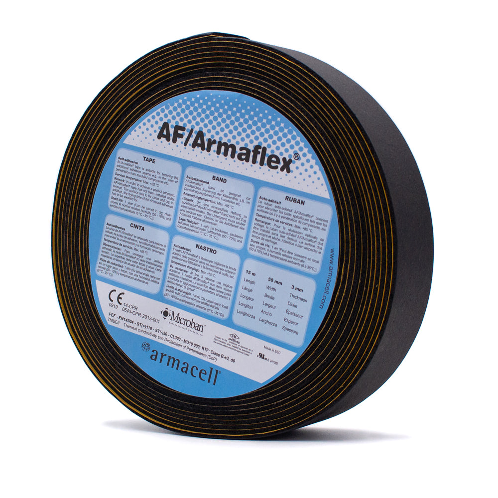 Armacell Armaflex AF Tape Kautschuk Klebeband schwarz 15m Rolle frontal