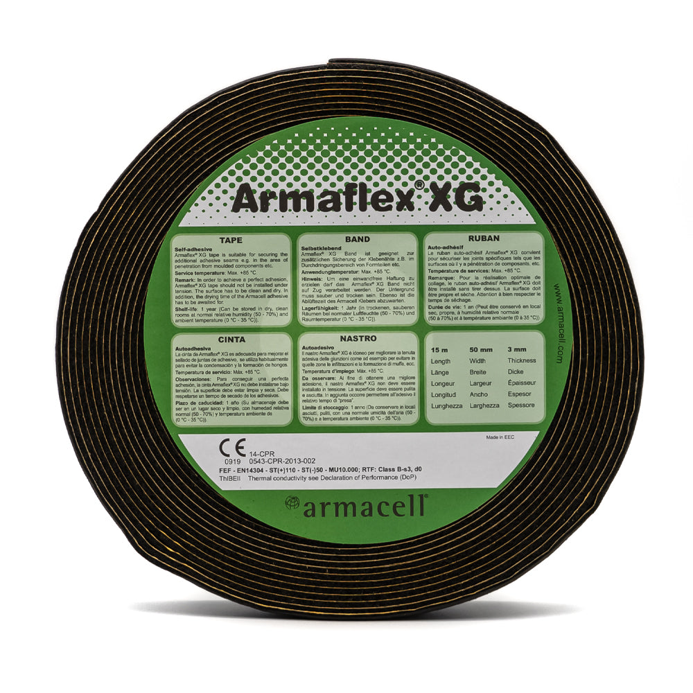 Armacell Armaflex XG Tape Kautschuk Klebeband 15m Rolle schwarz frontal