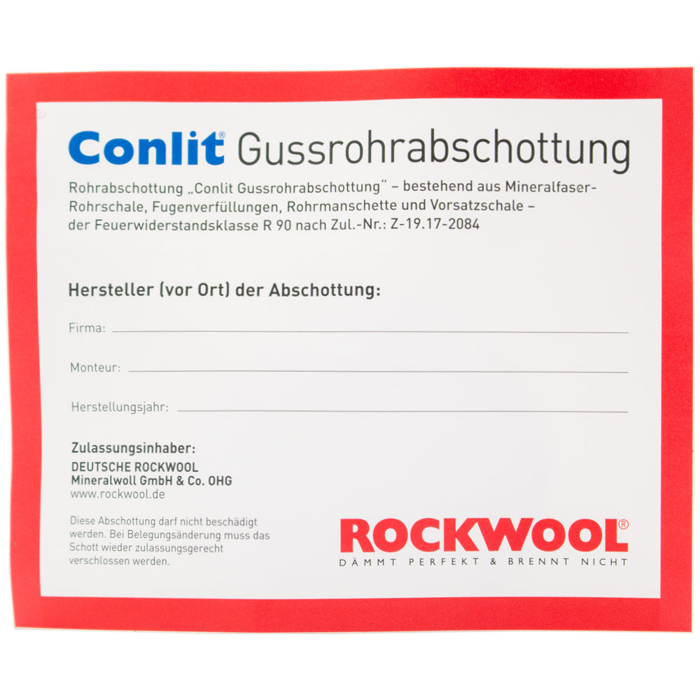Rockwool-Conlit-SML-Brandschutz-Manschette-Gussrohrabschottung-plakette
