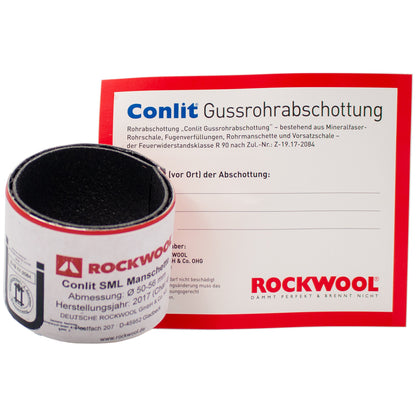Rockwool-Conlit-SML-Brandschutz-Manschette-Gussrohrabschottung-mit-plakette